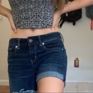 Dark wash American eagle shorts